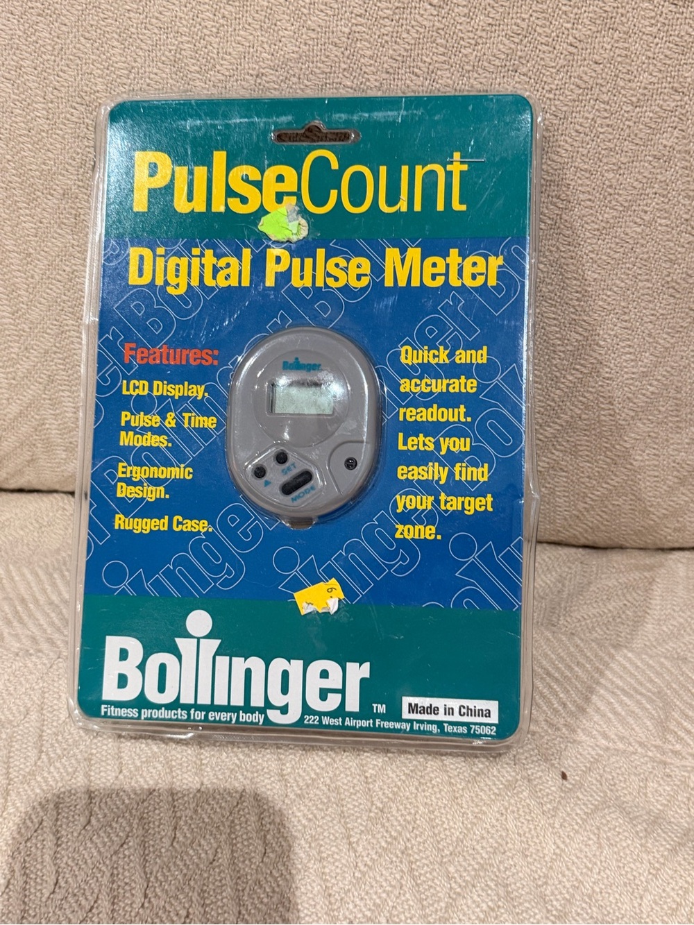 Bollinger brand PulseCount digital pulse meter designed for fitness tracking.